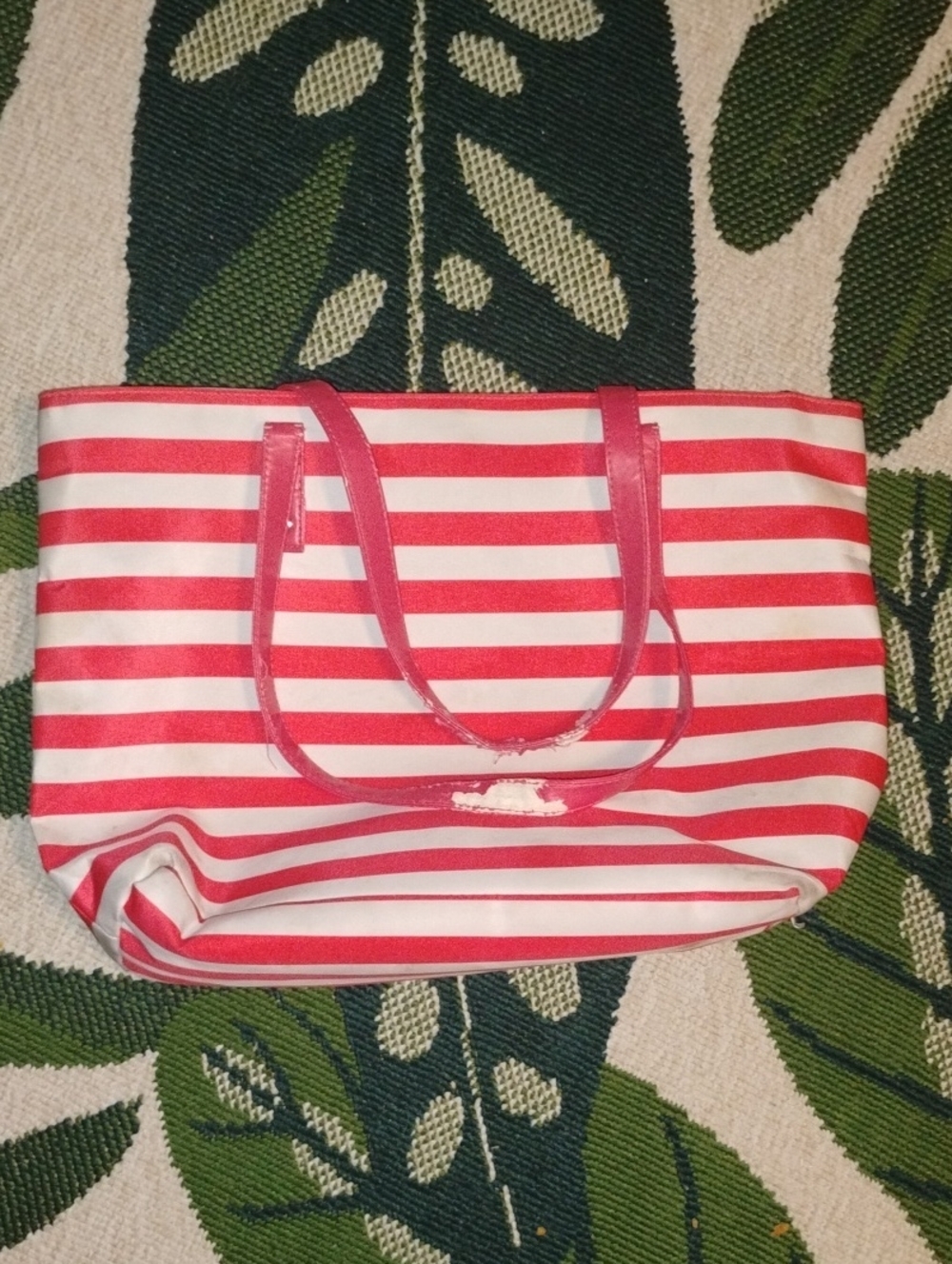 Striped Pink and White Tote Bag